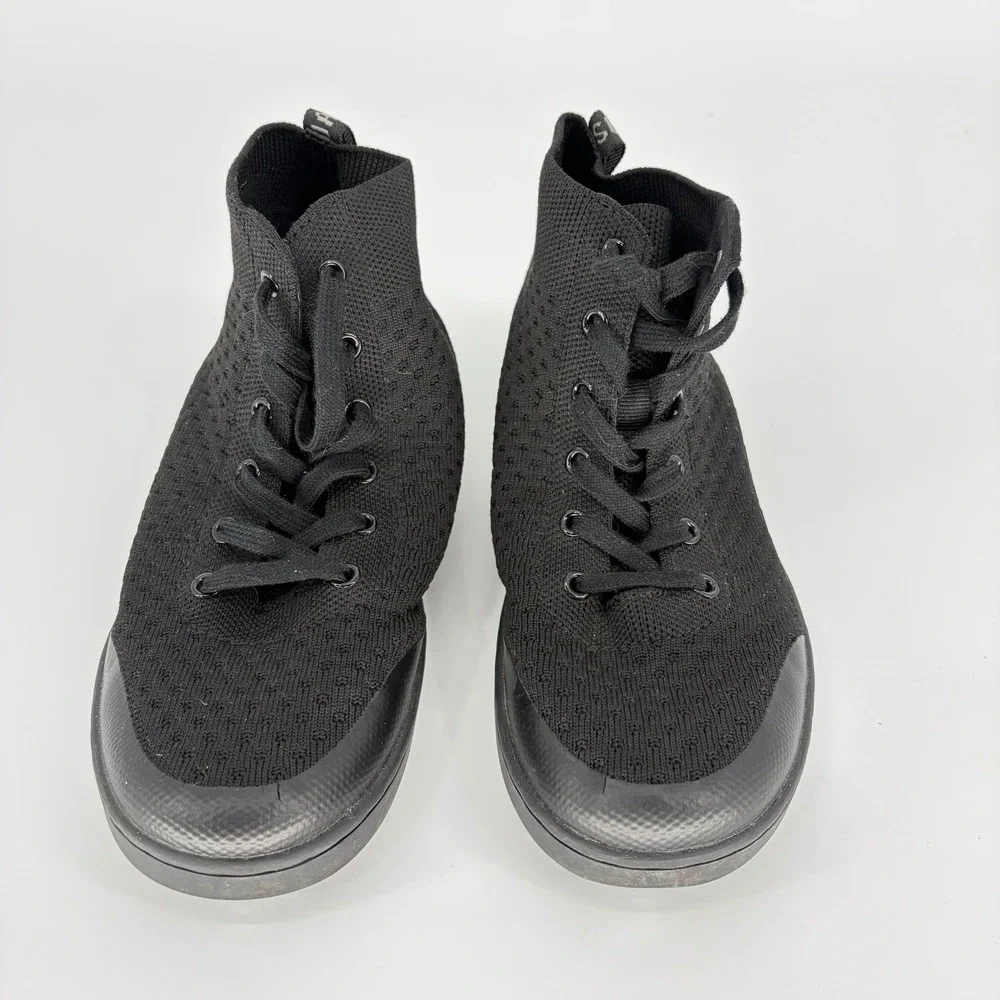 Suavs Zilker High Top Sneakers Jet Black Knit Men 6 Women 8 Travel Shoes